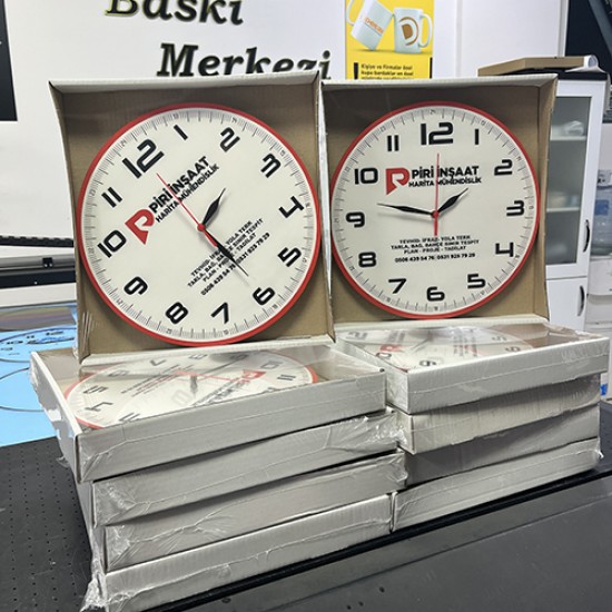 Promosyon Ahşap Duvar Saati 35 Cm Şeffaf Kutulu 